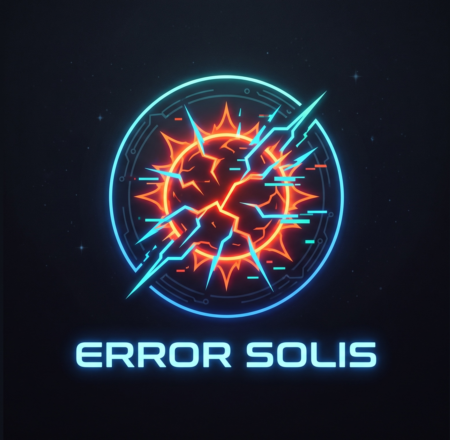 Error Solis landscape identity with the fractured-Sun symbol and wordmark.